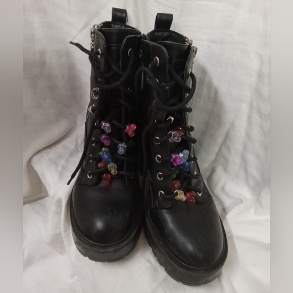 GBG LOS ANGELES Boots Black ,Faux Leather Zipper, 4" Chunky Heels Sz 8.5 - Picture 12 of 12